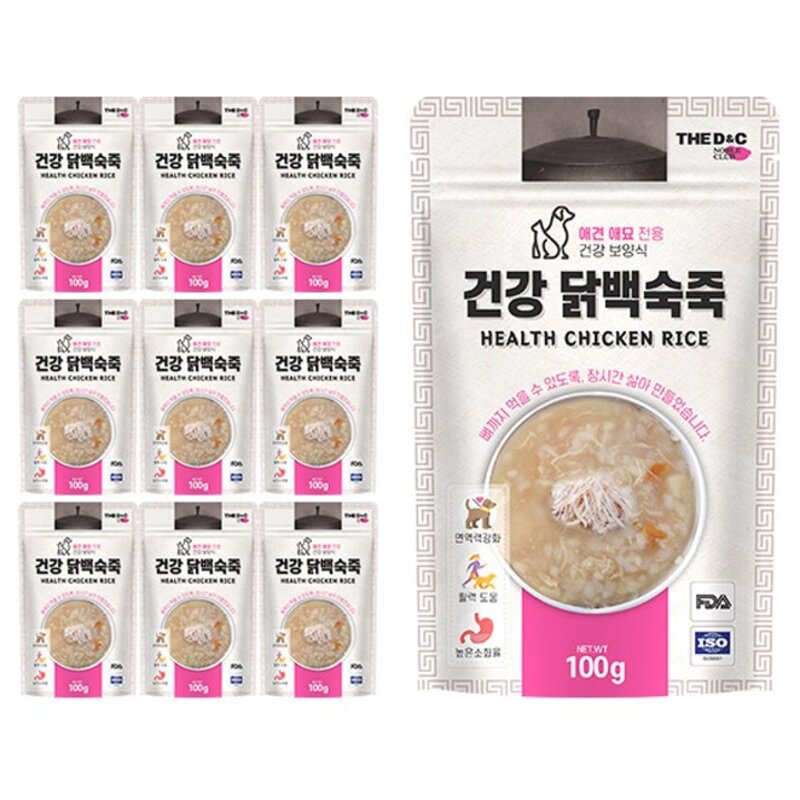 더독 건강 강아지간식 파우치, 닭백숙, 100g, 10개