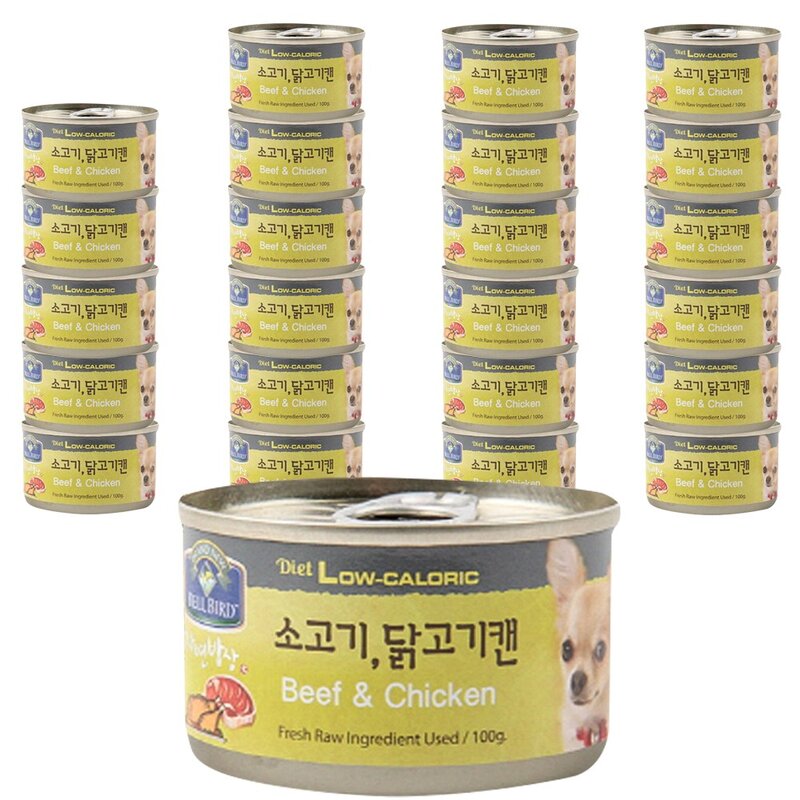 벨버드 자연밥상 소고기닭고기 원형캔 강아지간식 100g, 혼합맛(소고기/닭고기), 24개