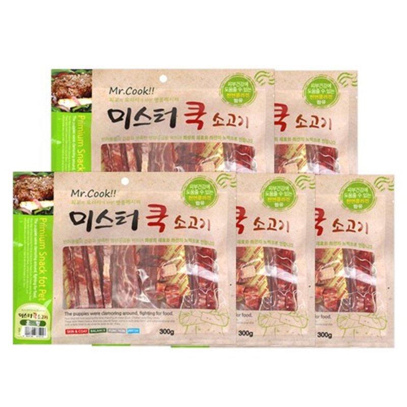 도그펜시아 미스터쿡 혼합 건조간식, 소고기, 300g, 5개