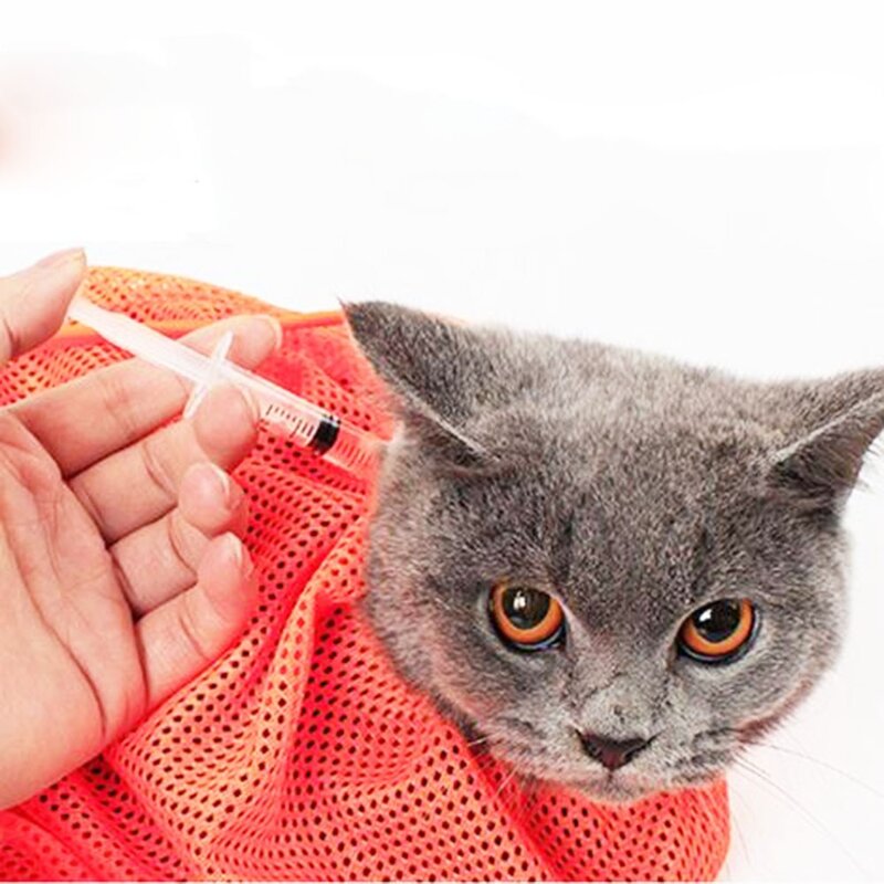 톡톡창고 고양이 다용도 목욕 주머니 고양이목욕 캣 목욕망 발톱깍기 귀청소 고양이망, 1개