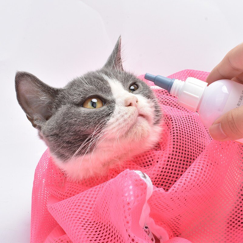 톡톡창고 고양이 다용도 목욕 주머니 고양이목욕 캣 목욕망 발톱깍기 귀청소 고양이망, 1개