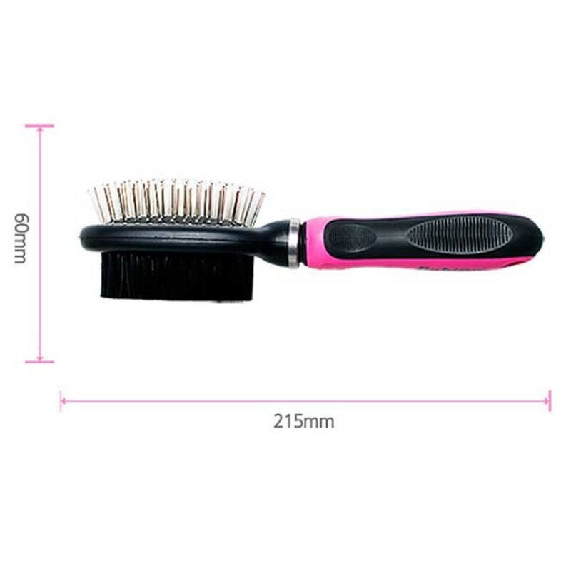 바비온 반려동물 2in1 핀 브리스틀 브러쉬 051R 215x60x50 mm, 핑크+블랙, 1개