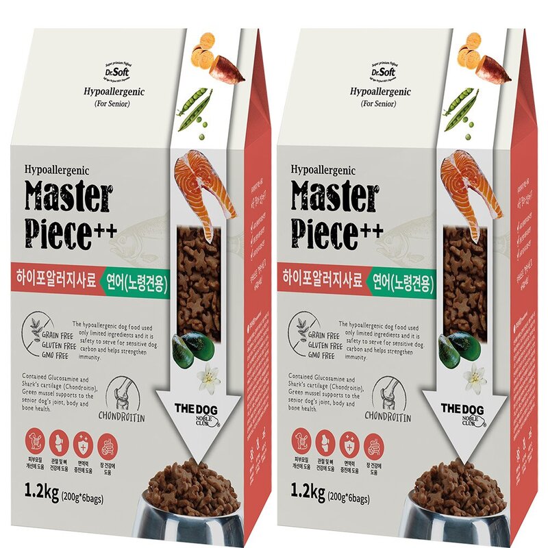 더독 노령견용 닥터소프트 명작 하이퍼 습식 사료, 연어, 1.2kg, 1개