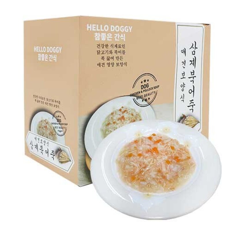 참좋은간식 애견보양식 삼계북어죽, 삼계+북어 혼합맛, 80g, 10개