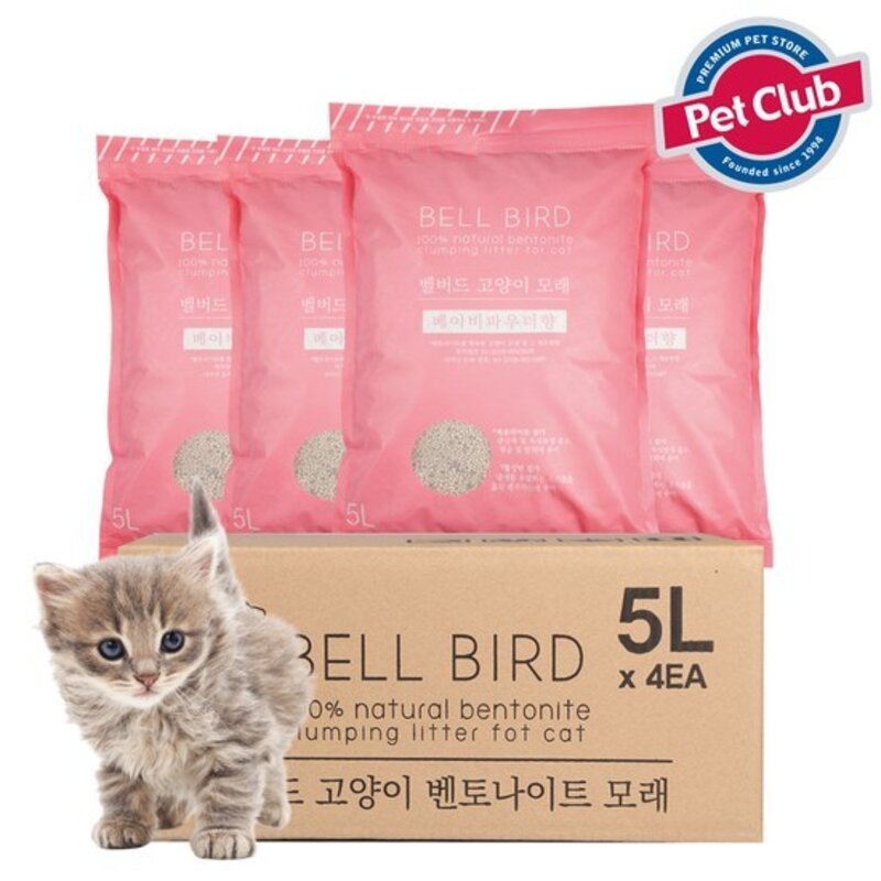 펫클럽 벨버드 벤토나이트모래 베이비파우더향 5LX4개, 4개