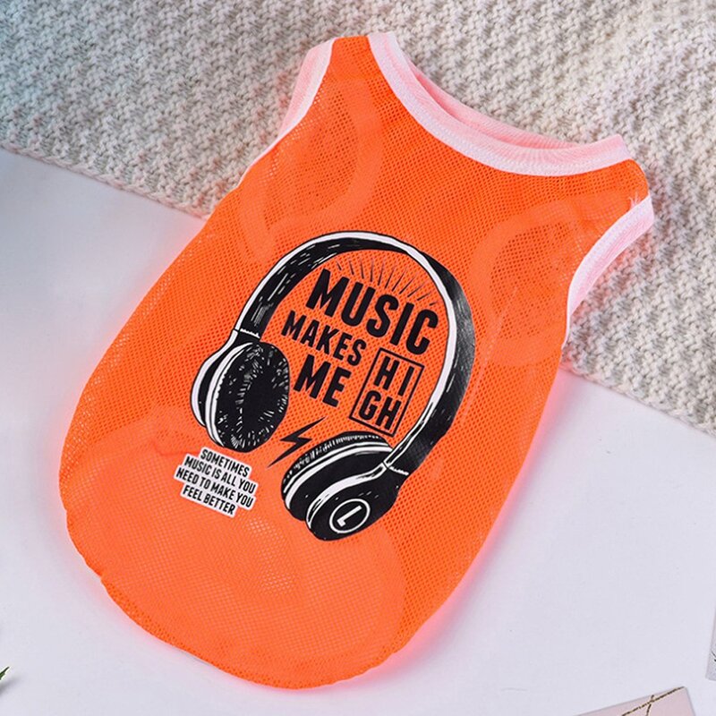 펫보스 강아지 MUSIC 메쉬 쿨 민소매 티셔츠, 그린, 1개