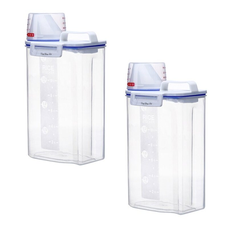 반려동물 강력밀폐 사료보관통, 투명, 2.5L, 2개