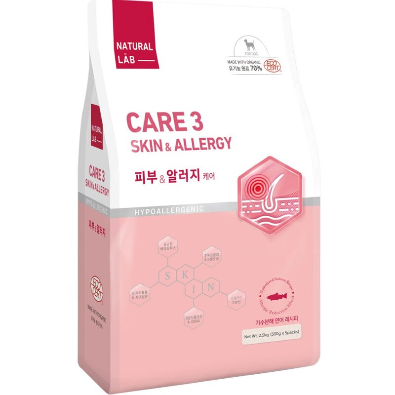 내츄럴랩 전연령용 유기농 강아지 기능성 사료 CARE3, 2.5kg, 1개