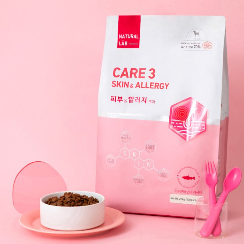 내츄럴랩 전연령용 유기농 강아지 기능성 사료 CARE3, 2.5kg, 1개