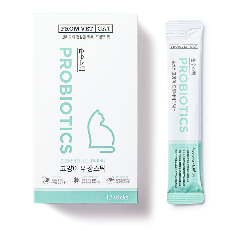 프롬벳 고양이 순수스틱 프로바이오틱스 츄르 12g x 12p, 1개, 위장 건강, 혼합맛(닭가슴살/고구마/프로바이오틱스)