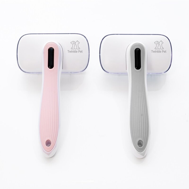 트윙클펫 반려동물 와이드 원터치 브러쉬 슬리커 10.7 x 19.5 cm, 그레이, 1개