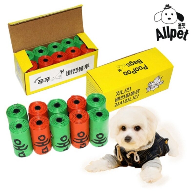 ALLPET 친환경 배변봉투 강아지 푸푸백 풉백 애완견 산책비닐 펫티켓 수줍백 댕댕이 똥봉투 똥츄, 푸푸백_300매, 1개