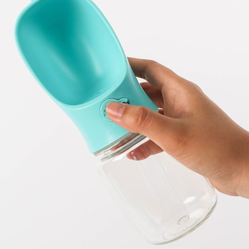 딩동펫 반려동물 휴대용 버튼식 물병 350ml + 풉백 3롤, 화이트, 1개
