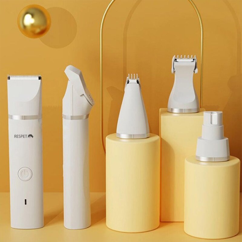 리스펫 반려동물 4 in 1 저소음 멀티 이발기, 화이트, 1개