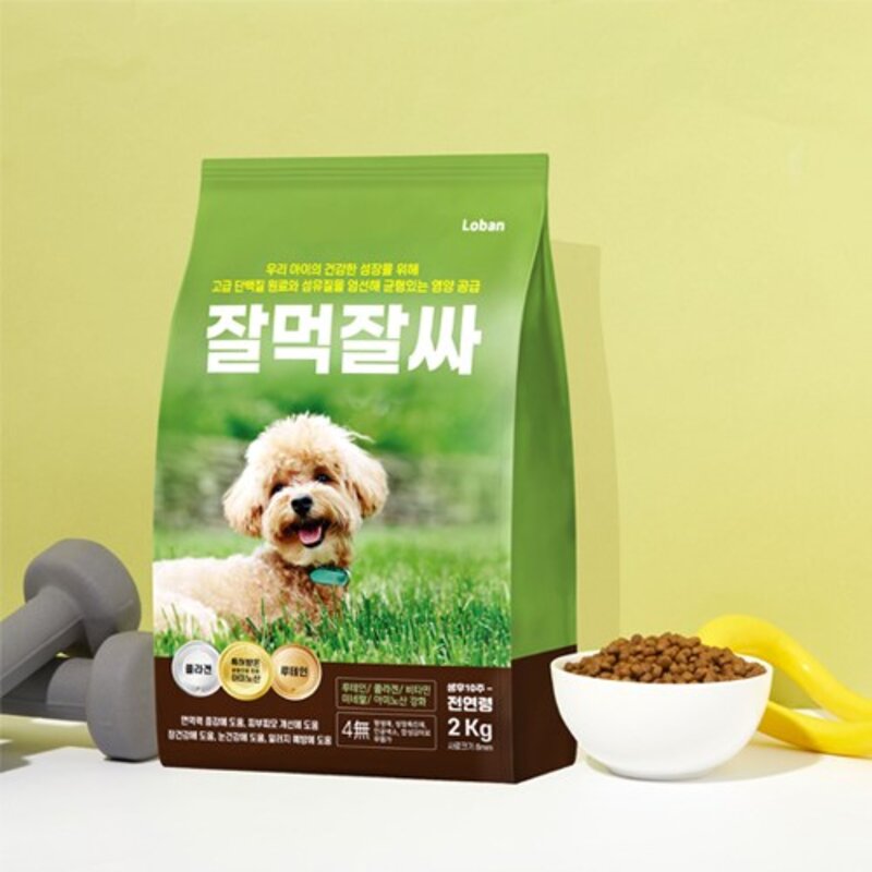 강아지 잘먹잘싸 전연령 애견 건식사료, 연어, 2kg, 1개