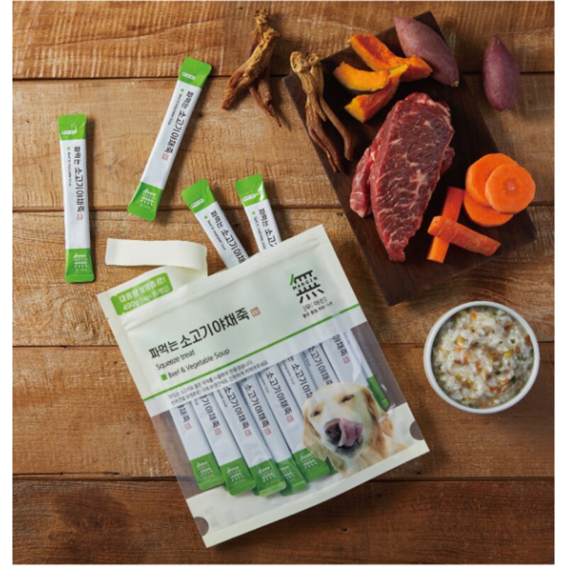 무마진 짜먹는 소고기 야채죽 강아지 보양식 츄르 490g (14gx35p), 1개