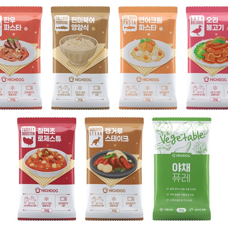 하이독 강아지 특식 사료 버라이어티팩 7종 x 50g (냉동), 1세트