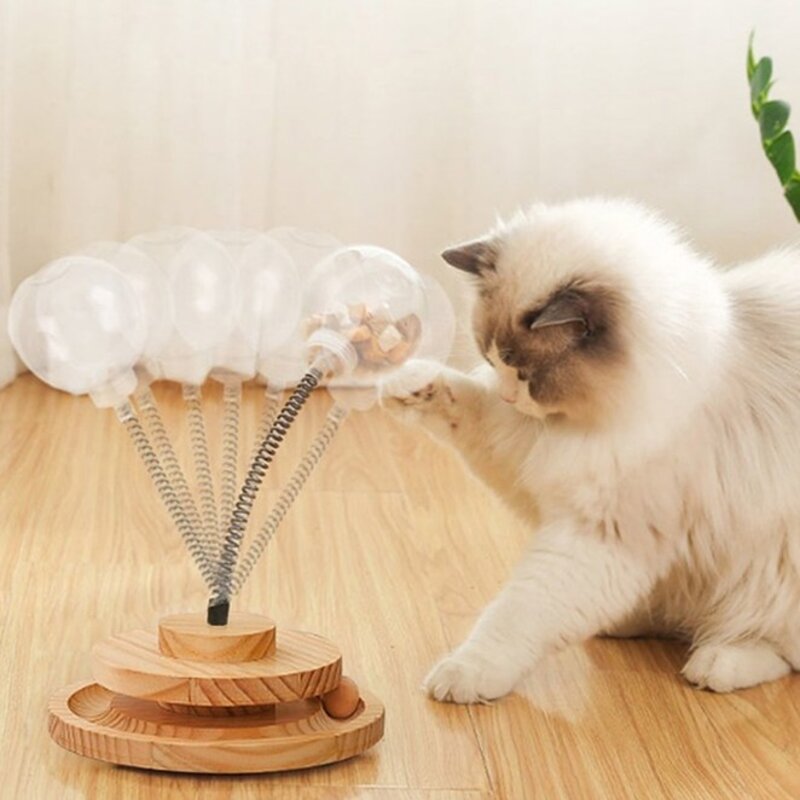 알디펫 고양이 원목 우드냥 펀치 스윙 간식놀이 트랙볼 장난감 기본형, 2단형, 1개
