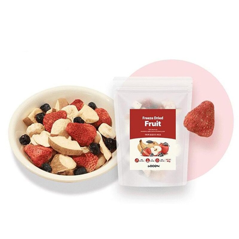 닥터독 강아지 리얼 동결건조 간식 후르츠 40g, 딸기 + 사과 + 바나나 + 블루베리 + 배 혼합맛, 1개