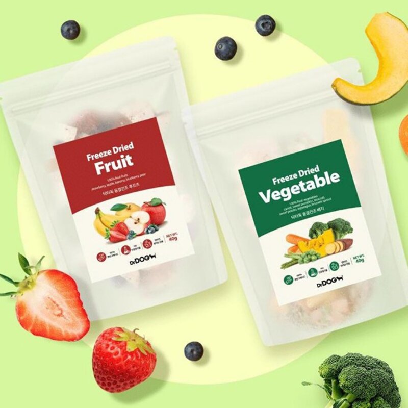 닥터독 강아지 리얼 동결건조 간식 후르츠 40g, 딸기 + 사과 + 바나나 + 블루베리 + 배 혼합맛, 1개