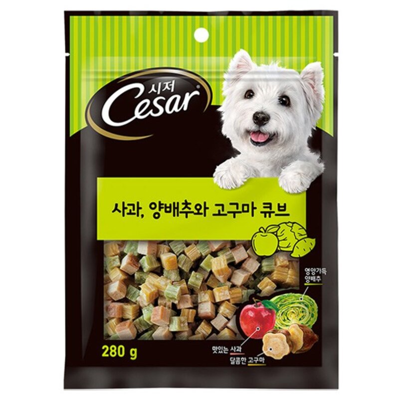 시저 사과 양배추와 고구마 큐브 트릿, 사과 + 고구마 + 양배추 혼합맛, 280g, 2개