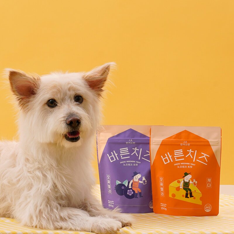 반려소반 강아지 바른치즈 노즈워크 트릿, 혼합맛(모짜렐라/블루베리), 200g, 1개