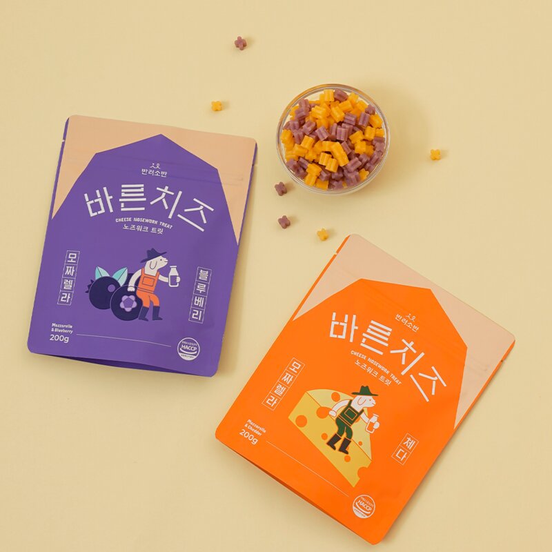 반려소반 강아지 바른치즈 노즈워크 트릿, 혼합맛(모짜렐라/블루베리), 200g, 1개