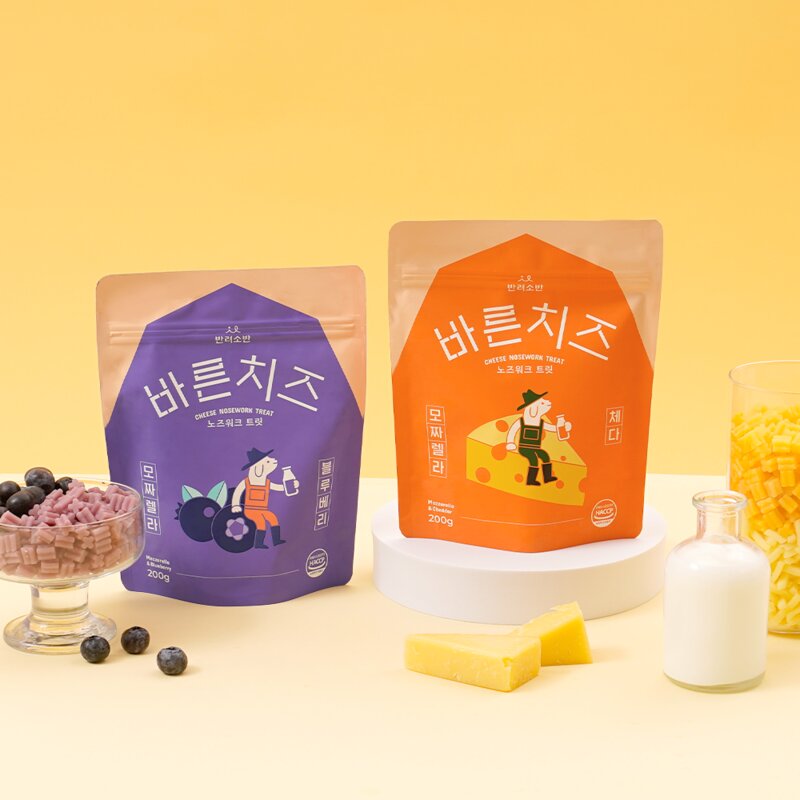 반려소반 강아지 바른치즈 노즈워크 트릿, 혼합맛(모짜렐라/블루베리), 200g, 1개