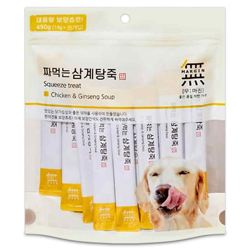 바우와우 무마진 짜먹는 대용량 강아지 보양 츄르 35p 490g 삼계탕죽/소고기야채죽/황태연어죽, 삼계탕죽490gx2개, 1개