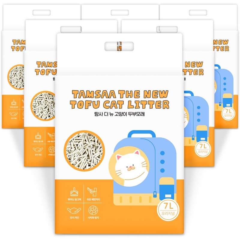 탐사 더 뉴 고양이 압축 두부모래, 7L, 6개, 라벤더