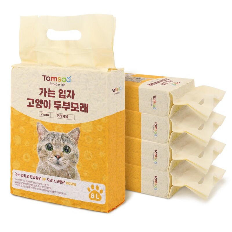 탐사 가는 입자 고양이 두부모래 2mm, 8L, 5팩, 오리지널
