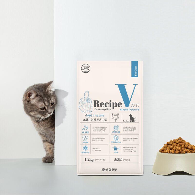 유한양행 전연령 레시피브이 고양이 처방식사료, 건강한 레날케어(신장), 1.2kg, 1개