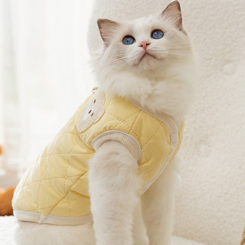 강아지 패딩 겨울옷 누빔 조끼 고양이, 베어패치 패딩조끼 퍼플, 1개