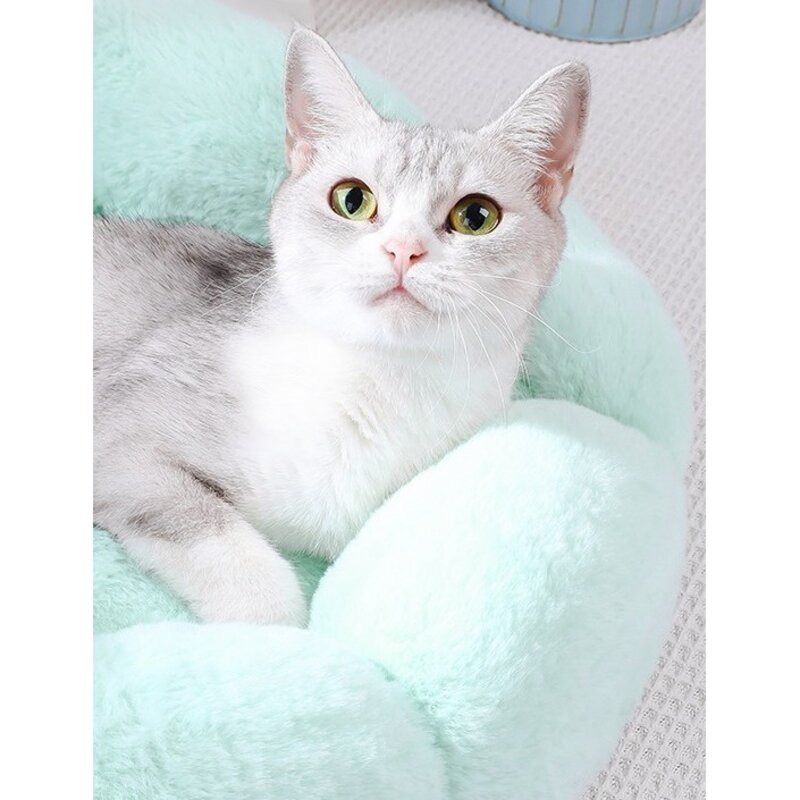 보유샵 강아지 고양이 애견 방석 침대 쿠션 롱퍼 극세사, B-블루, 1개, 꽃잎B
