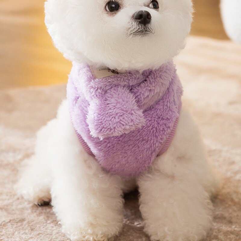 강아지 수면 조끼 고양이 겨울옷 후리스 목도리SET, 젤리곰 후리스 조끼 퍼플, 1개