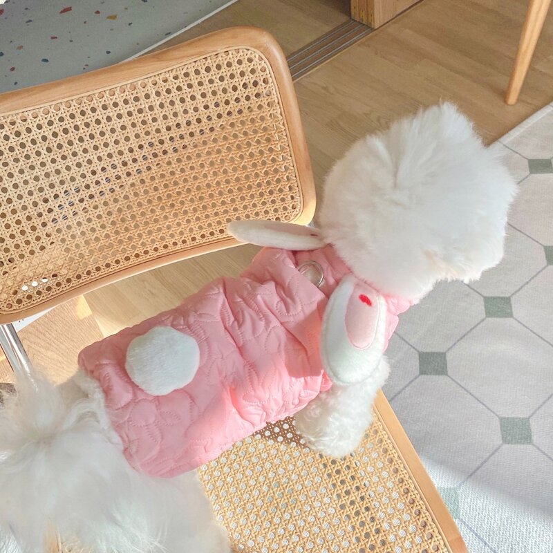 토끼 강아지겨울옷 강아지 패딩 조끼 방한복, 퍼플, 1개