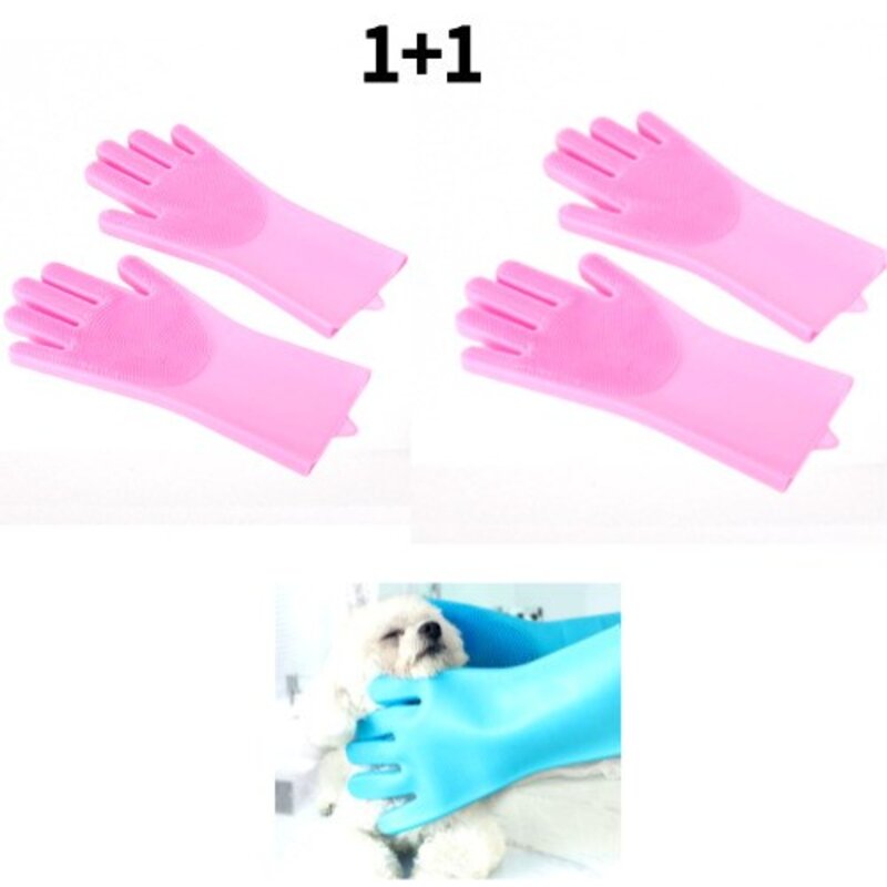 마이펫두잇 애완동물 실리콘 마사지 샤워장갑, 핑크, 1개