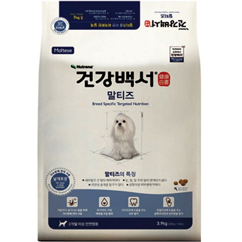 건강백서 전연령 생선 말티즈 기능성사료, 3.9kg, 1개