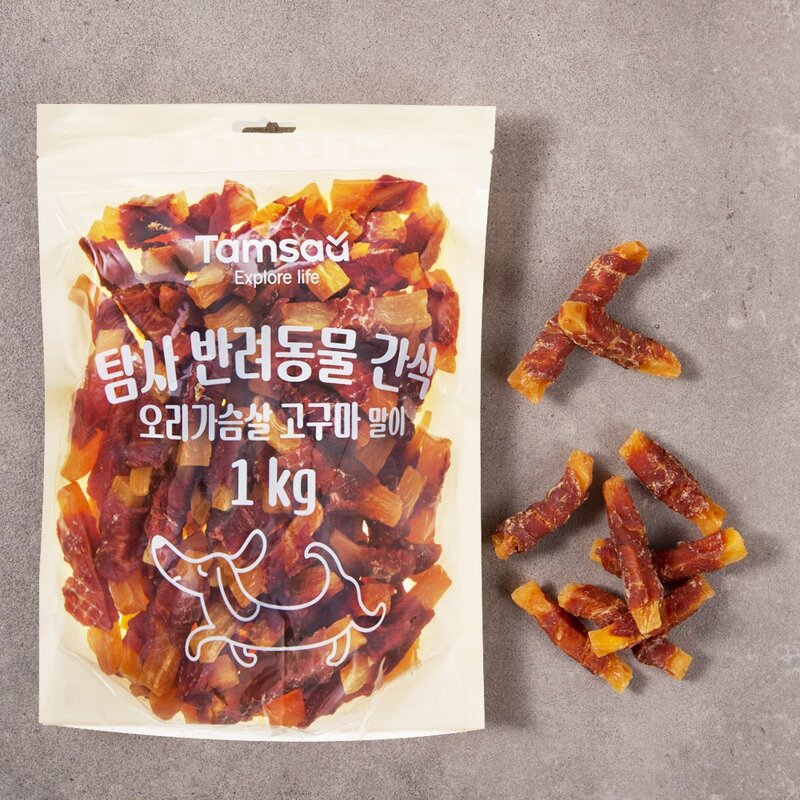 탐사 반려동물 간식 오리가슴살 고구마 말이, 1kg, 1개