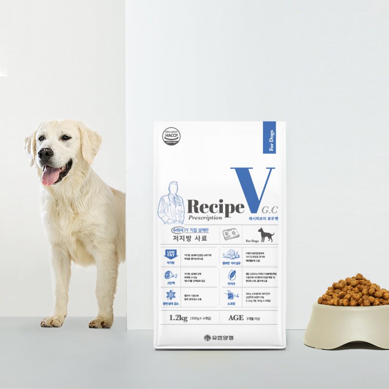 유한양행 레시피브이 강아지 처방식 사료, 1.2kg, 1개