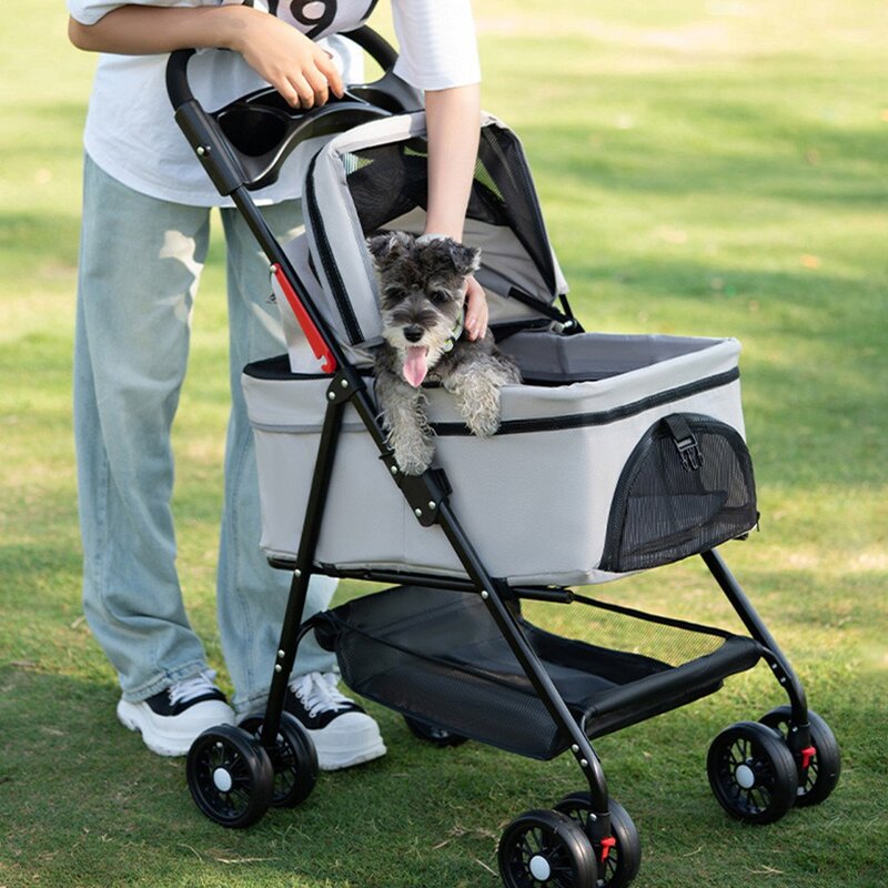 솔크로니 반려동물 유모차 강아지 고양이 산책 외출 캐리어 이동장 개모차, 일체형, 블루, 1개