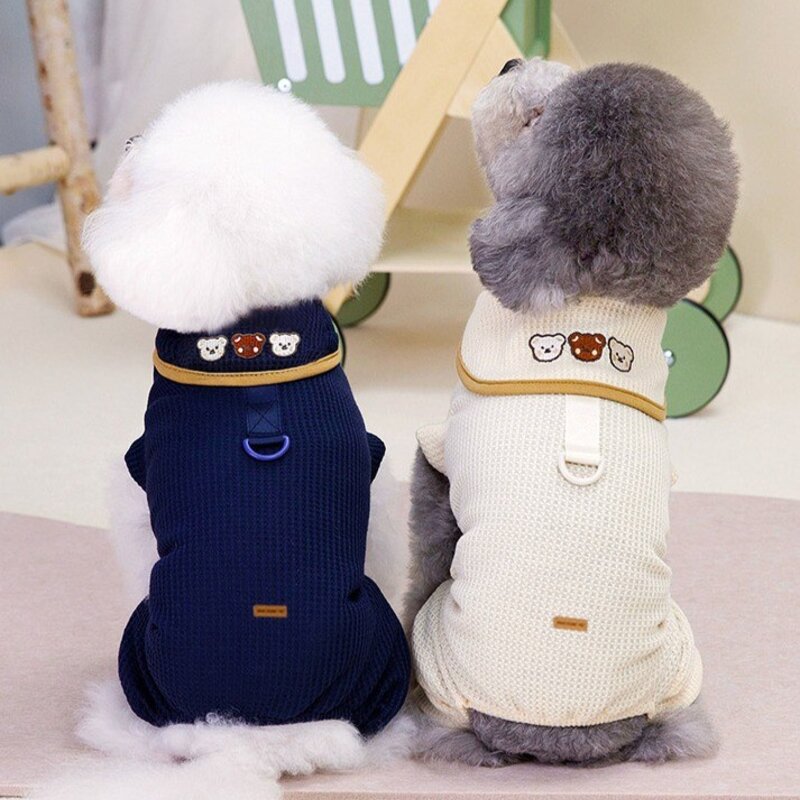 딩동펫 반려동물 곰돌이 베어 카라 올인원, 네이비, 1개