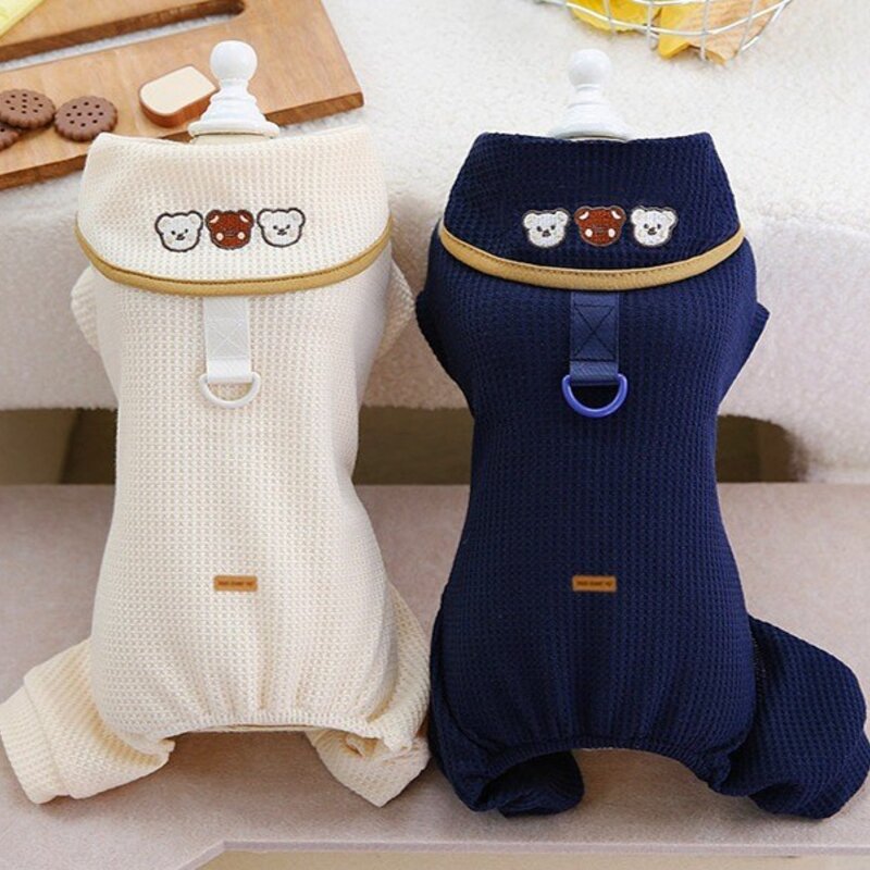 딩동펫 반려동물 곰돌이 베어 카라 올인원, 네이비, 1개