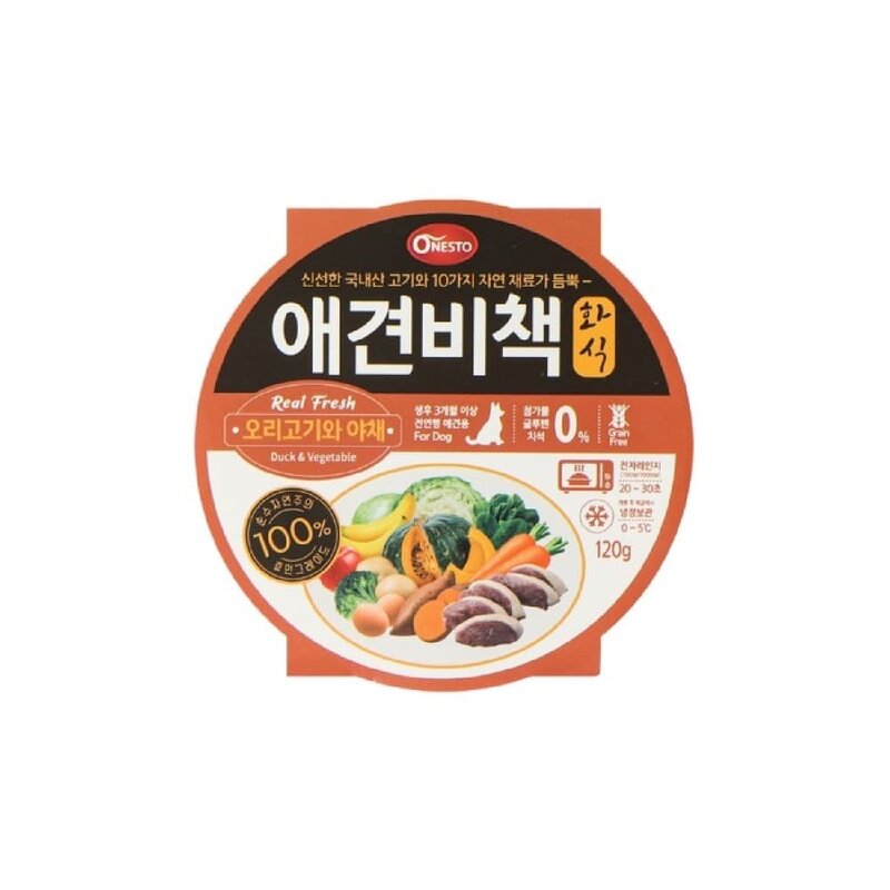 애견비책 화식사료 오리 야채 120gX6개, 120g, 6개