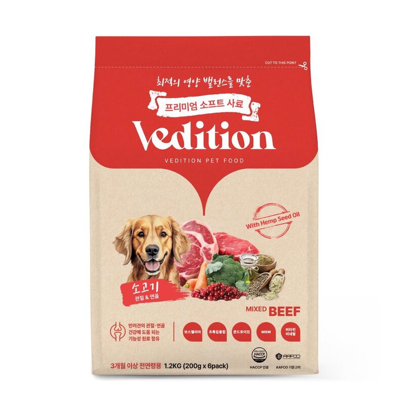 베디션 강아지 전연령용 관절 건강 기능성 반습식 사료 소고기, 1개, 1.2kg, 뼈/관절강화