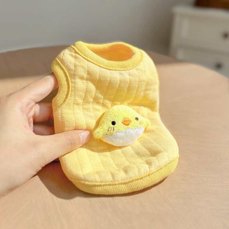 새끼 고양이 옷 작은 테디 강아지 작은 몸 찻잔 개 우유 개 우유 고양이 2 한 달 새끼 고양이 가을과 겨울 조끼, 파우더 토끼, XXS-[권장 1kg 이내], 1개
