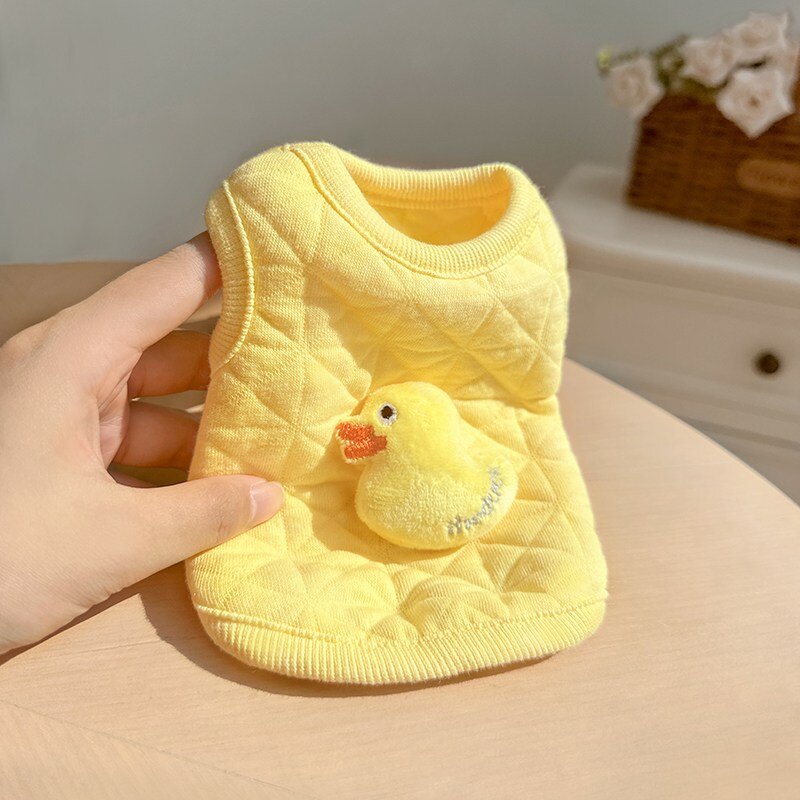 새끼 고양이 옷 작은 테디 강아지 작은 몸 찻잔 개 우유 개 우유 고양이 2 한 달 새끼 고양이 가을과 겨울 조끼, 파우더 토끼, XXS-[권장 1kg 이내], 1개