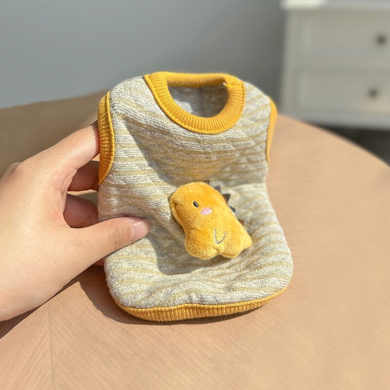 새끼 고양이 옷 작은 테디 강아지 작은 몸 찻잔 개 우유 개 우유 고양이 2 한 달 새끼 고양이 가을과 겨울 조끼, 파우더 토끼, XXS-[권장 1kg 이내], 1개