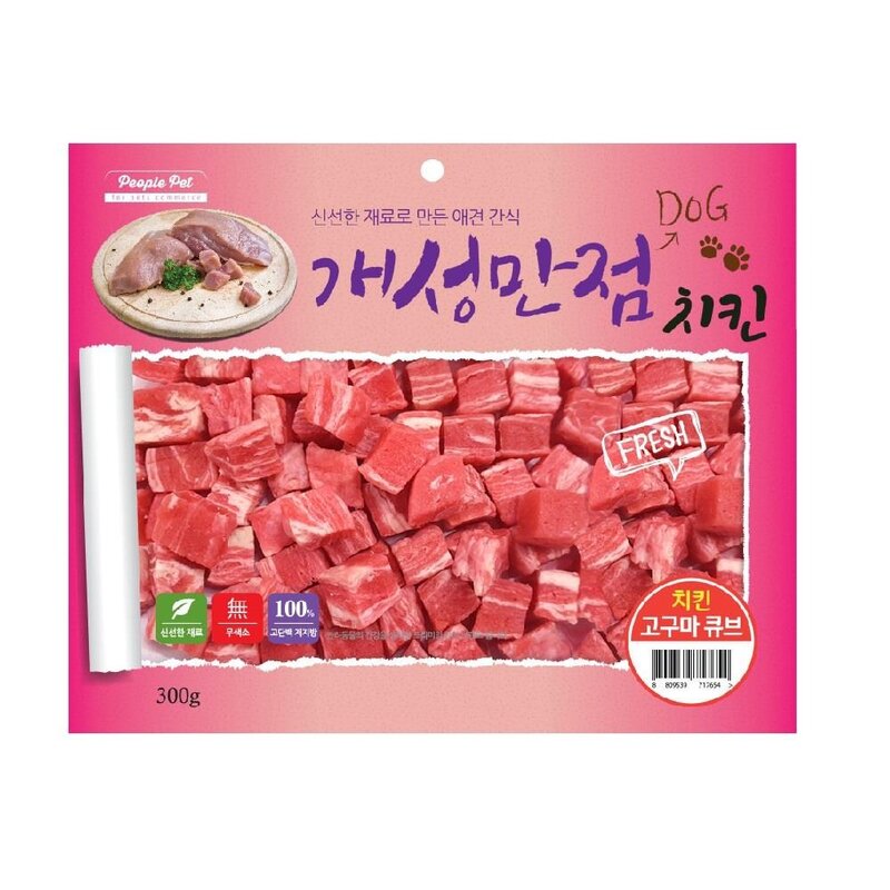풍부 반려견간식 치킨고구마 큐브 다이어트 애견훈련, 1개, 300g