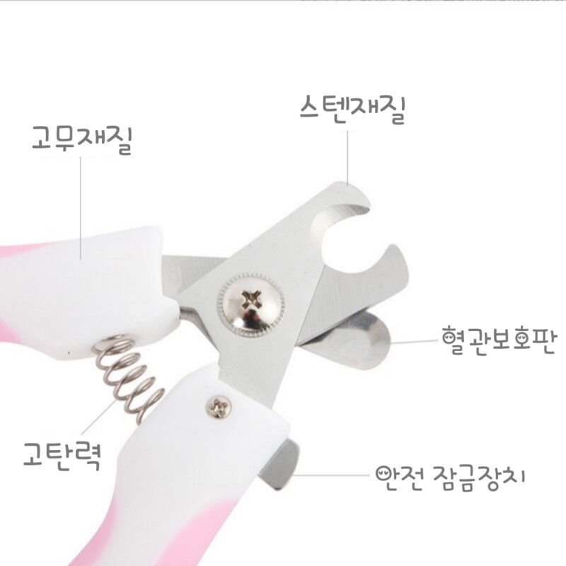 TSA 펫 공용 안전한 애견 냥이 스텐 발톱깎기 세트, 대형, 1개, 하늘